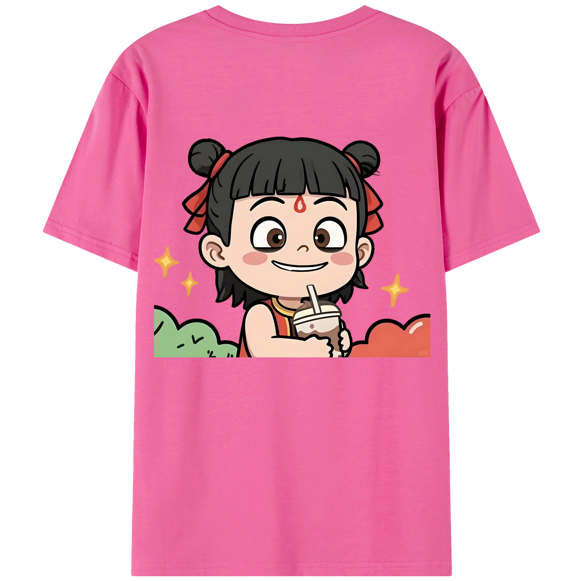 （画像用） Ne Zha 2 ナタ 魔童の大暴れ レディース半袖Tシャツ(バックプリント)